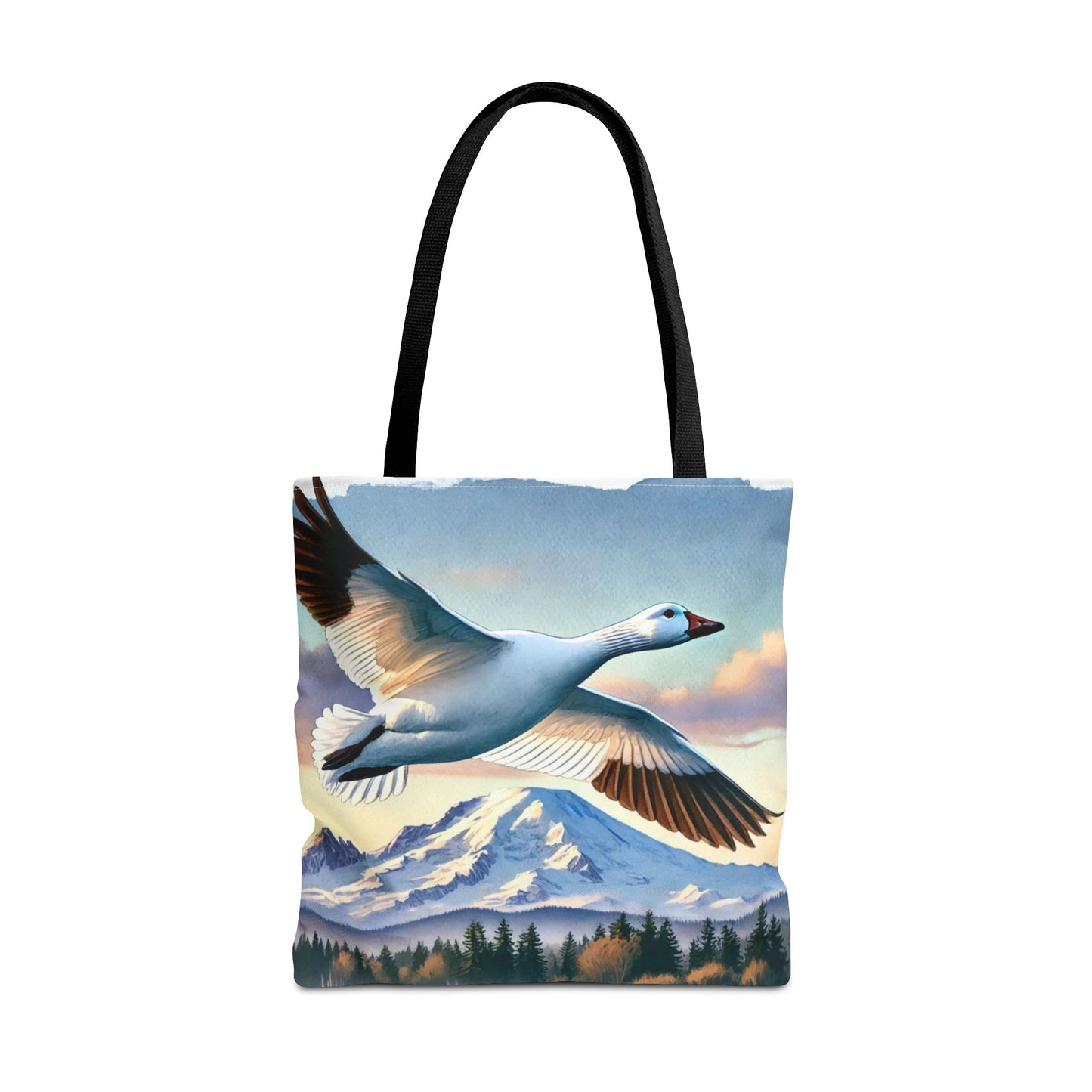 Snow Goose Tote Bag, Mountain Wildlife Nature Shoulder Bag, Bird Lover Gift, Travel Shopping Purse, Eco-Friendly Canvas Tote, Animal Art