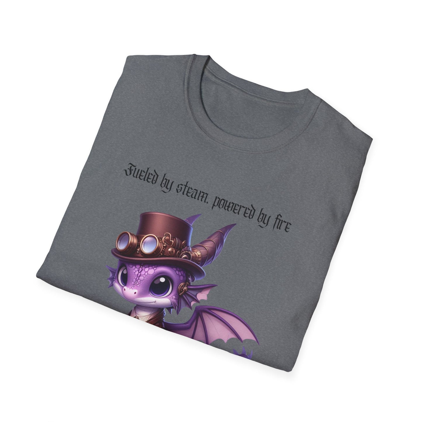 Purple Steampunk Dragon Unisex T-Shirt, Fueled by Steam, Powered by Fire Tee, Gear Design Shirt, Fantasy Shirt