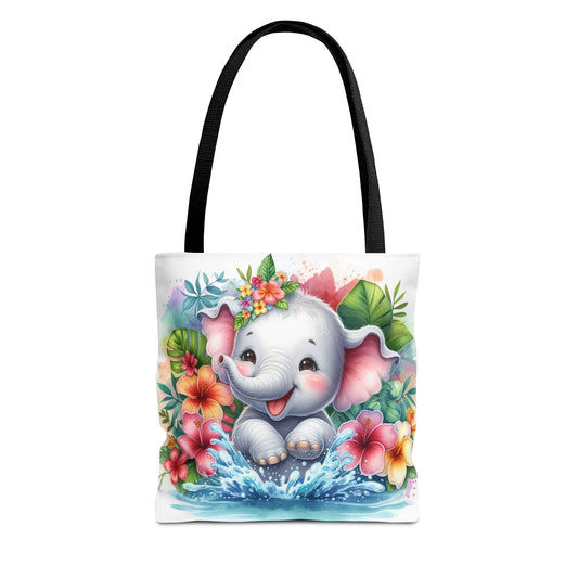 Cute Baby Elephant Tote Bag - Fun Pool Splash Design