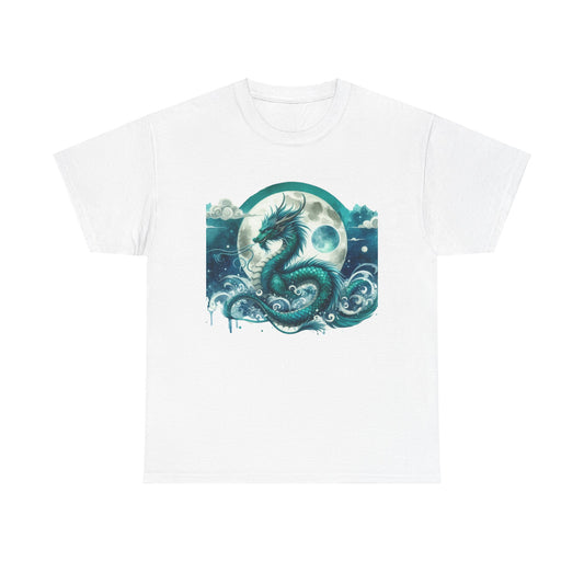 Sea Dragon Unisex Tee, Ocean Creature Shirt, Dragon Lover Gift, Moon and Dragon T-shirt, Mythical Beast Clothing