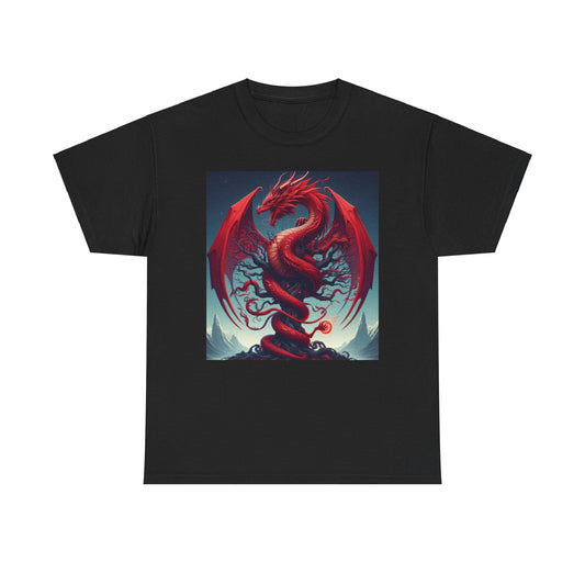 Dragon Tree T-Shirt, Red Dragon Tee, Fantasy Unisex Shirt, Mythical Creature Top, Dragon Lover Gift, Nature Graphic Tee