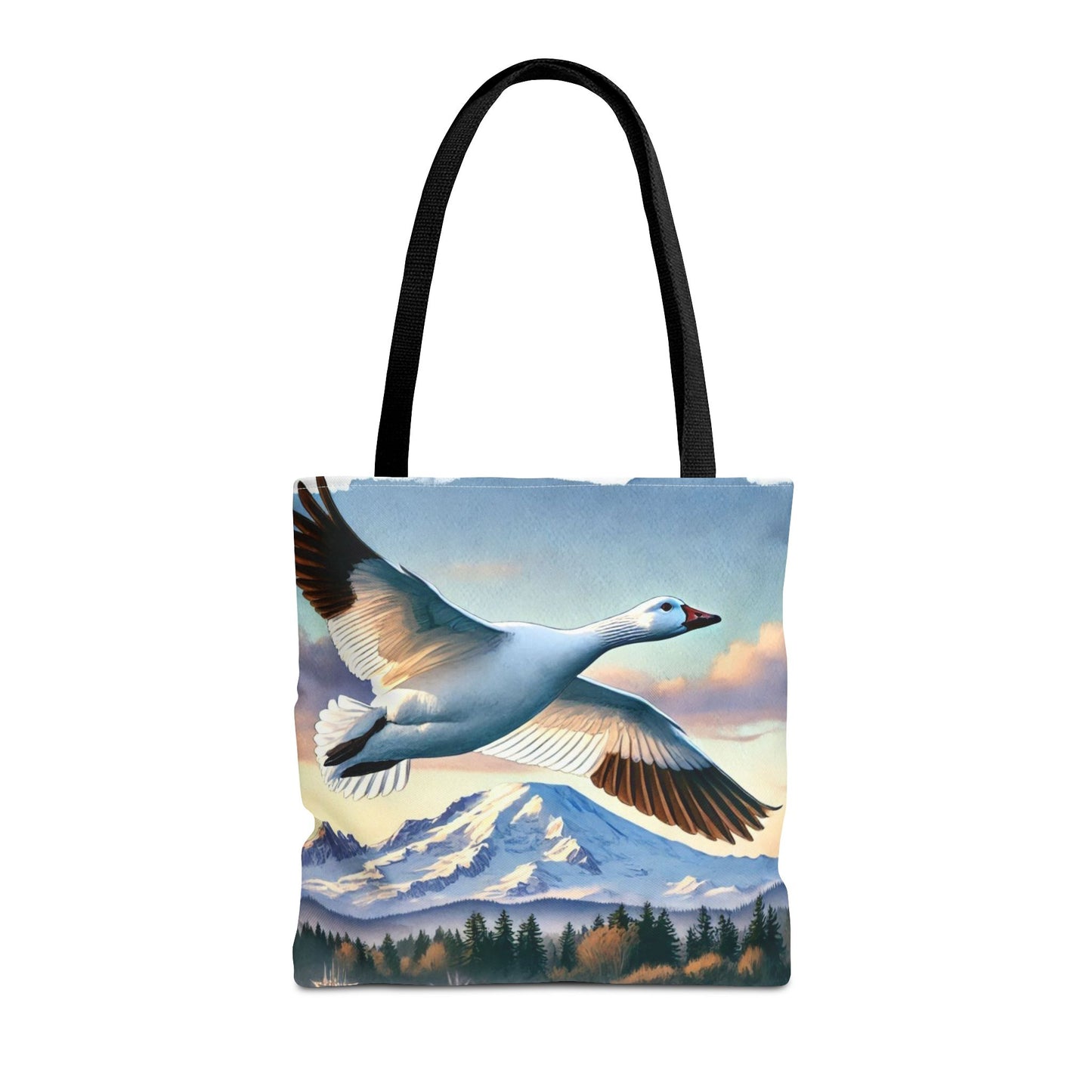 Snow Goose Tote Bag, Mountain Wildlife Nature Shoulder Bag, Bird Lover Gift, Travel Shopping Purse, Eco-Friendly Canvas Tote, Animal Art