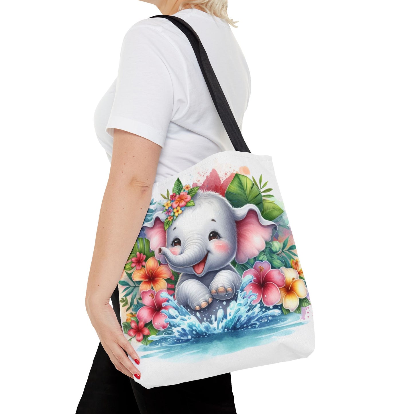 Cute Baby Elephant Tote Bag - Fun Pool Splash Design