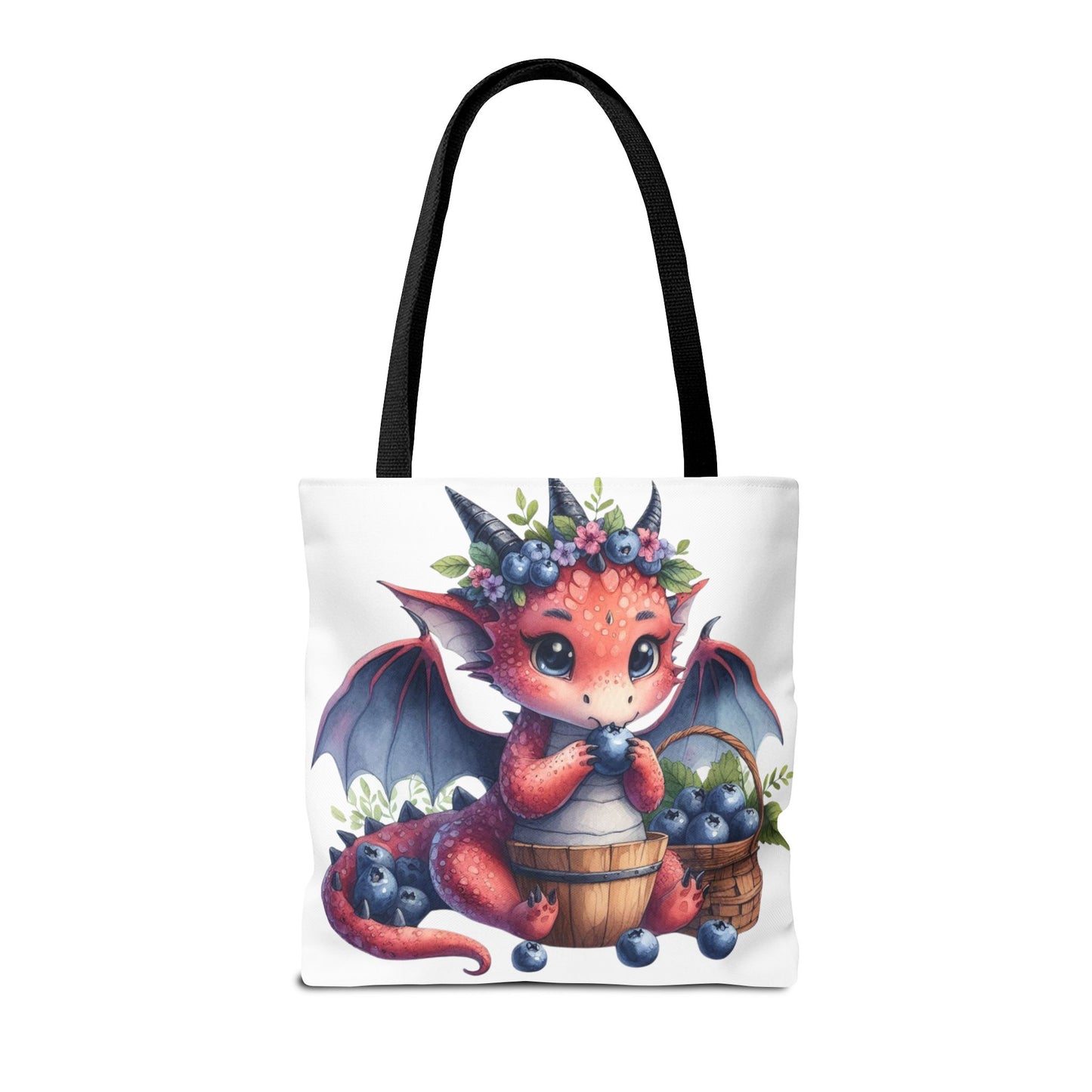 Dragon Tote Bag - Adorable Dragon Eating Blueberries