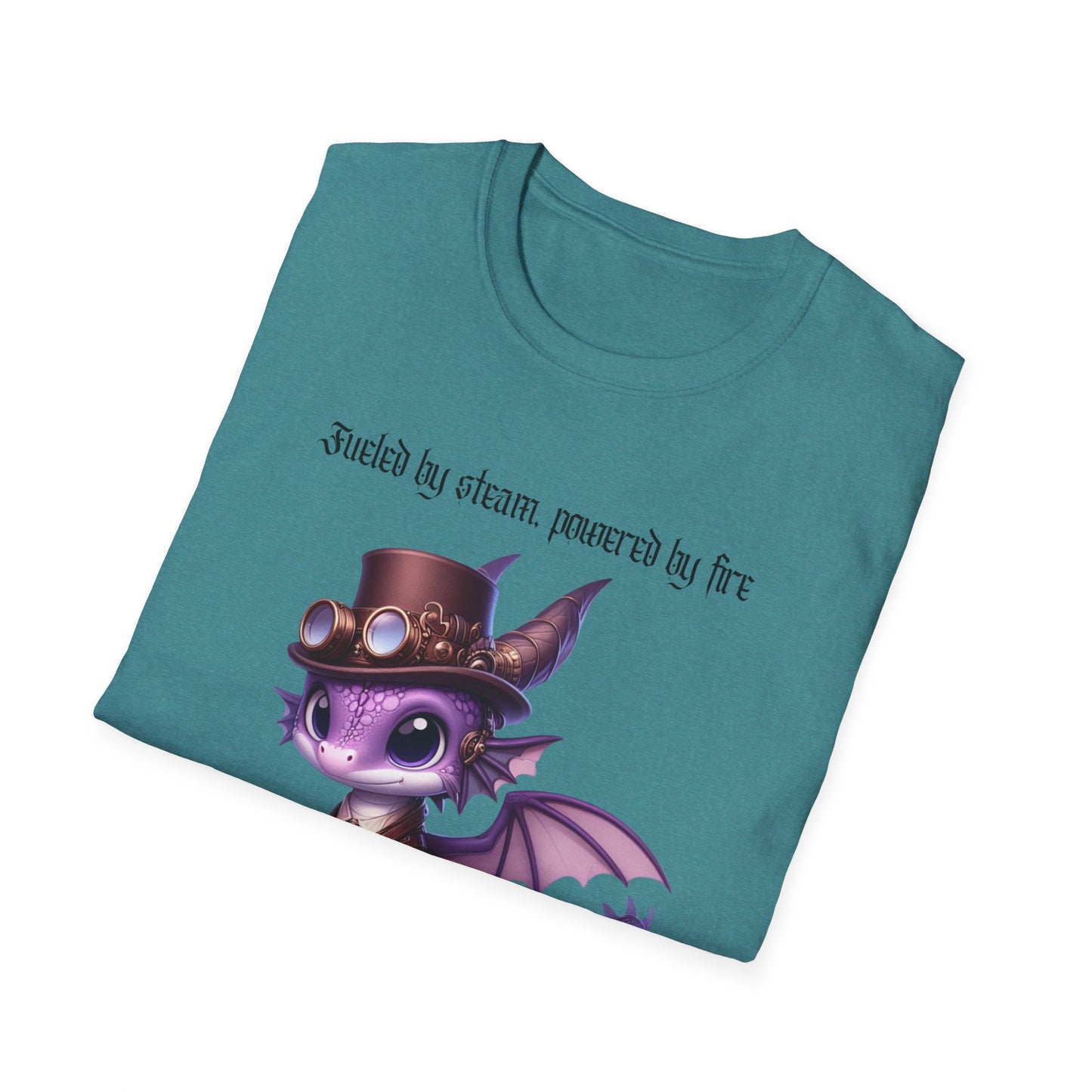 Purple Steampunk Dragon Unisex T-Shirt, Fueled by Steam, Powered by Fire Tee, Gear Design Shirt, Fantasy Shirt