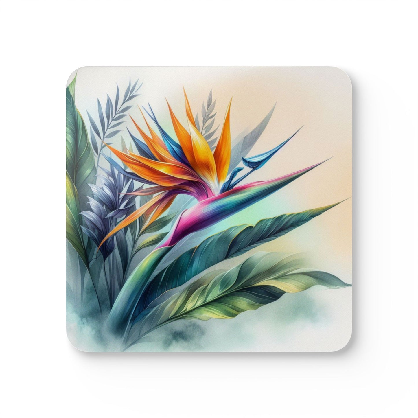 Coaster Set - Bird of Paradise Watercolor Design