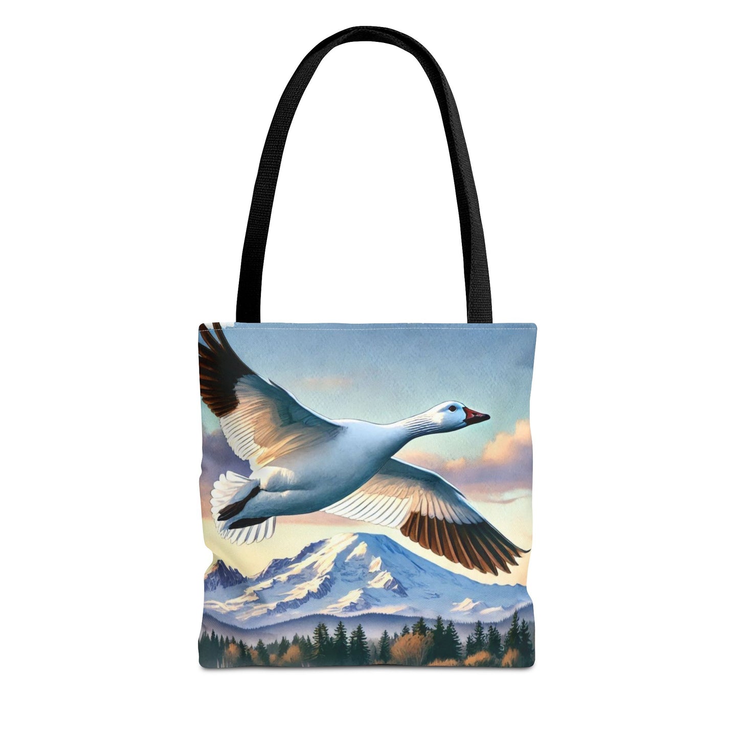 Snow Goose Tote Bag, Mountain Wildlife Nature Shoulder Bag, Bird Lover Gift, Travel Shopping Purse, Eco-Friendly Canvas Tote, Animal Art