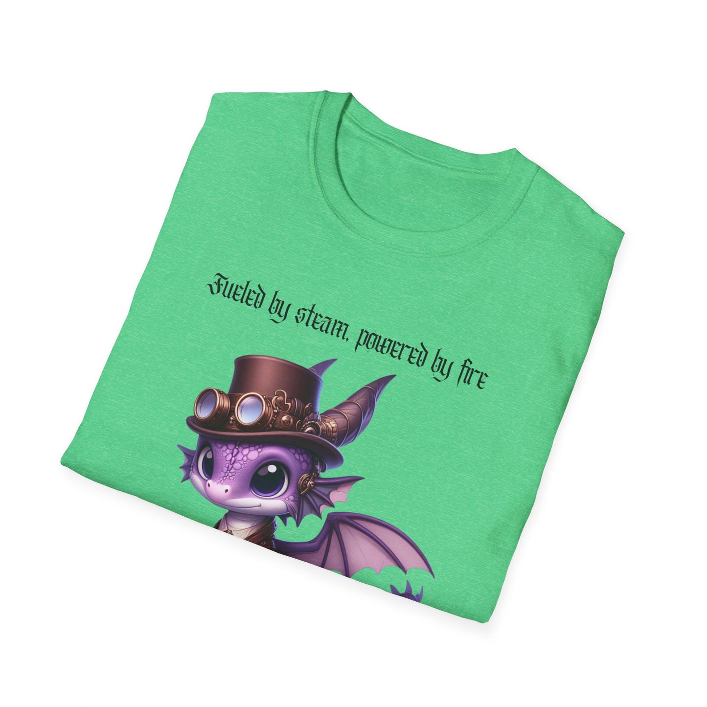 Purple Steampunk Dragon Unisex T-Shirt, Fueled by Steam, Powered by Fire Tee, Gear Design Shirt, Fantasy Shirt