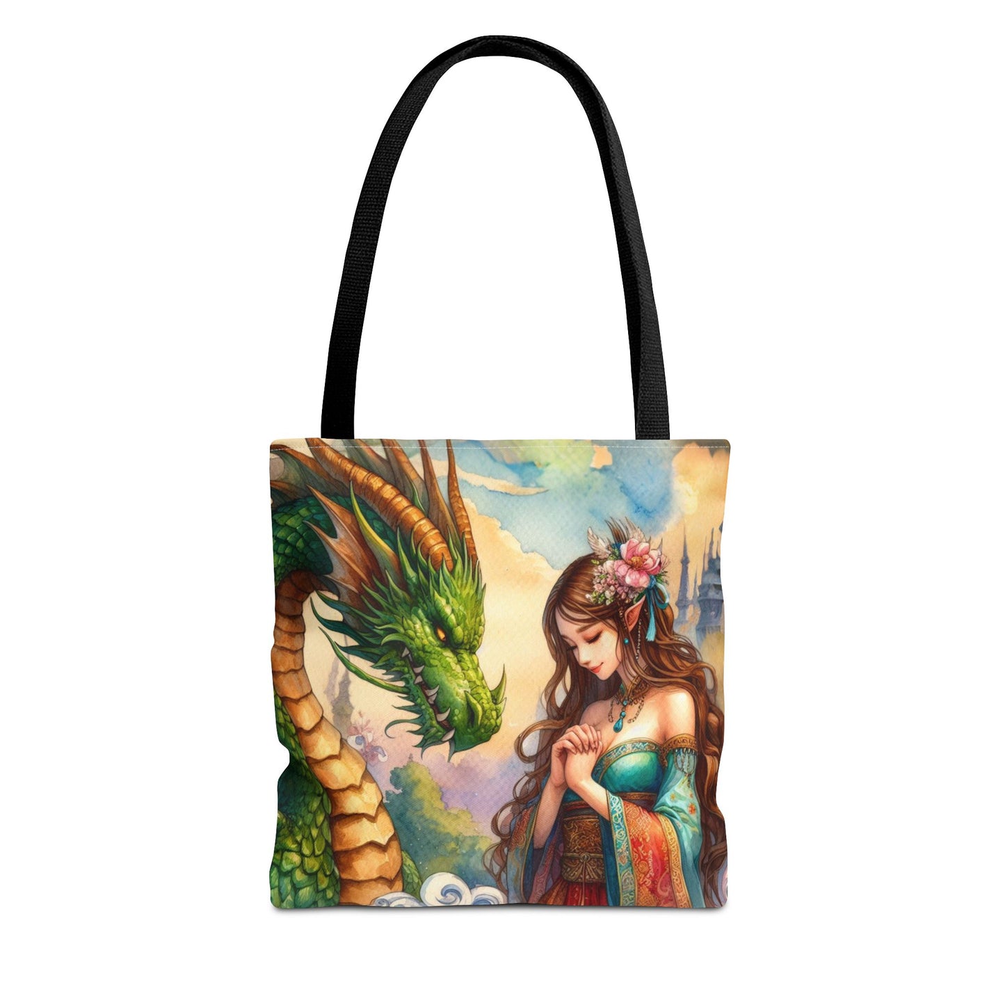 Dragon Guardian Tote Bag - Female Dragon Design, Dragon Lover Gift, Fantasy Art Bag, Mythical Creature Tote, Reusable Shopping Bag