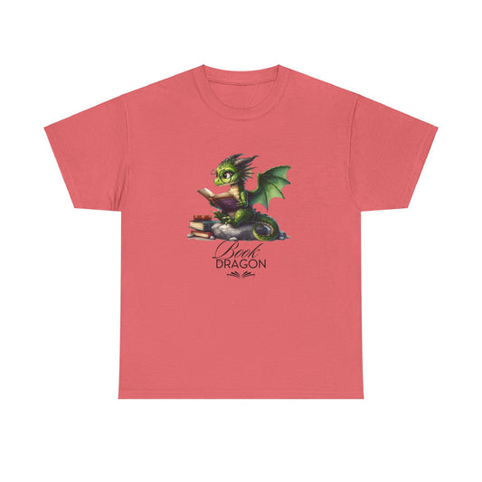 Dragon Bookworm Tee, Green Dragon Tee, Glasses Dragon Shirt, Reading Dragon Top, School Dragon T-Shirt, Book Lover Gift, Fantasy Tee 