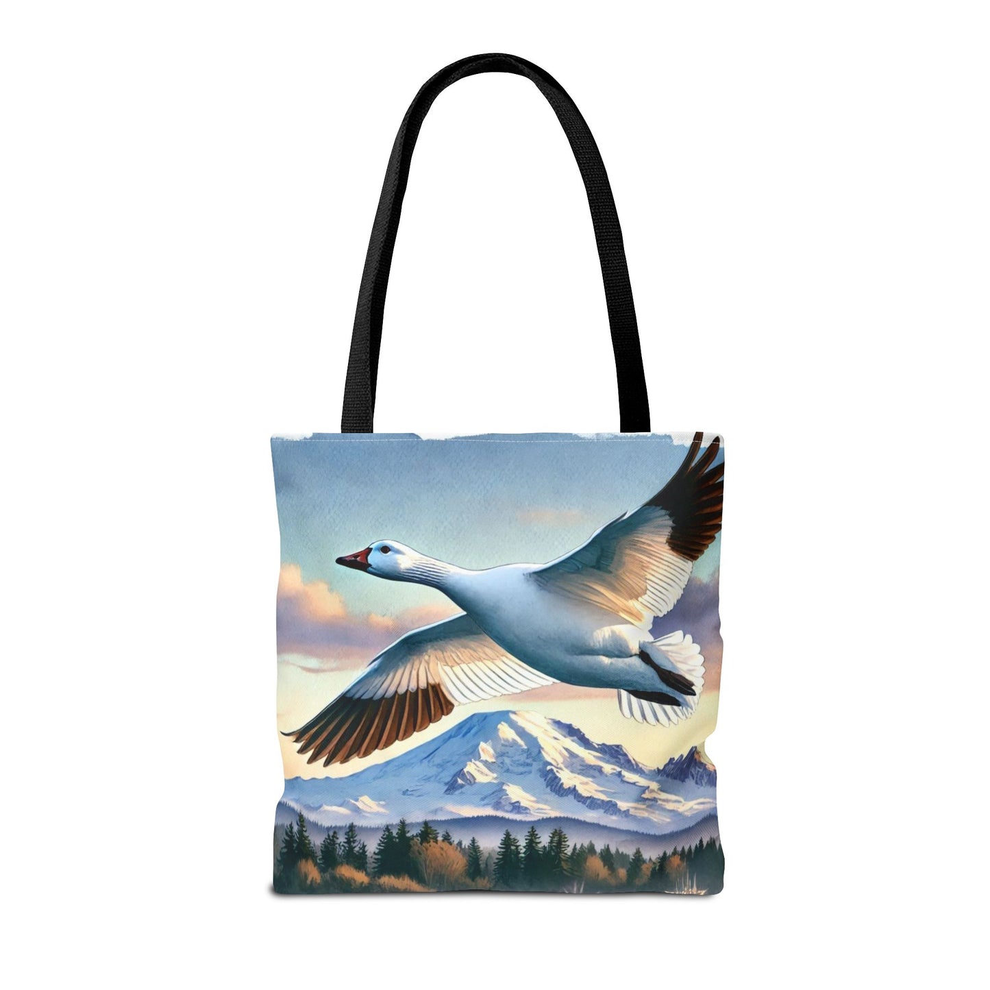 Snow Goose Tote Bag, Mountain Wildlife Nature Shoulder Bag, Bird Lover Gift, Travel Shopping Purse, Eco-Friendly Canvas Tote, Animal Art