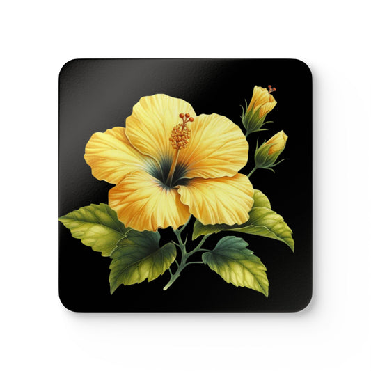 Coaster Set - Yellow Hibiscus Flower Design