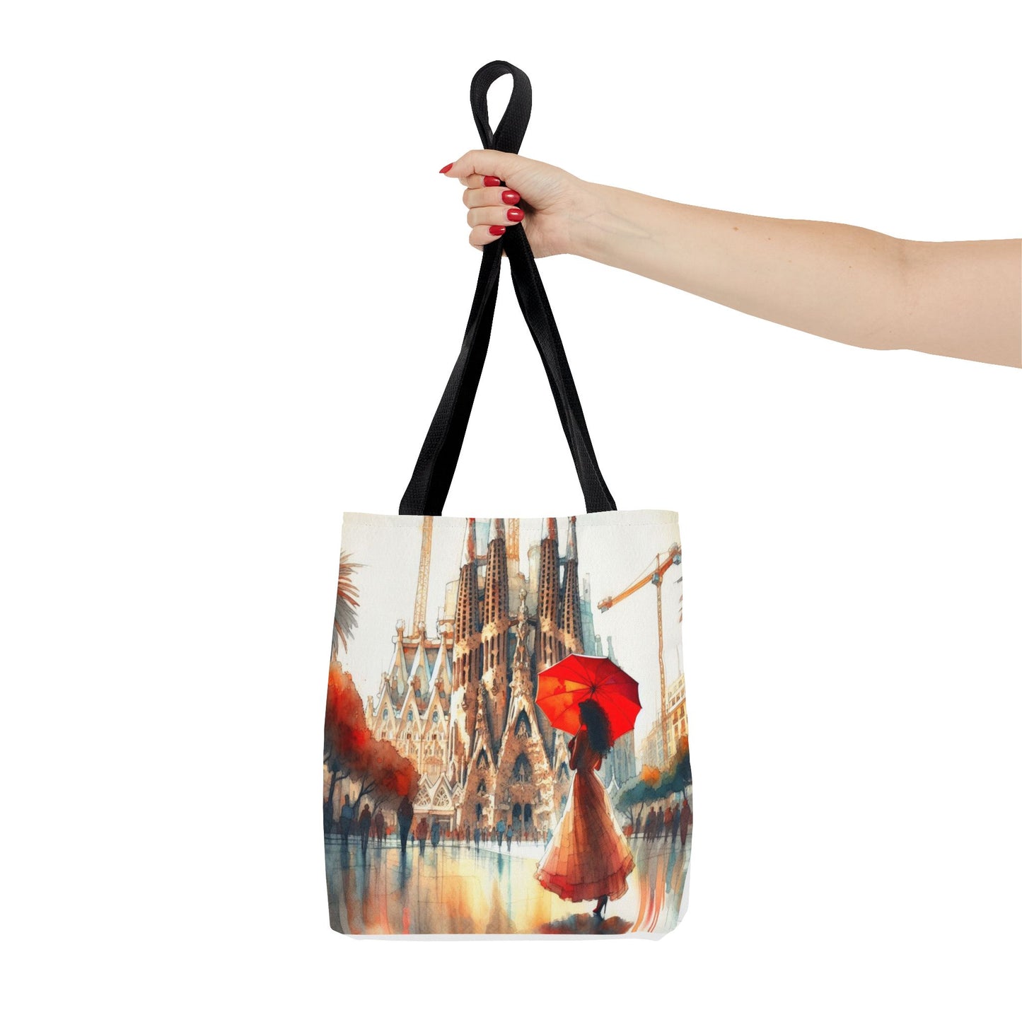 Sagrada Familia Barcelona Tote Bag - Red Umbrella Series