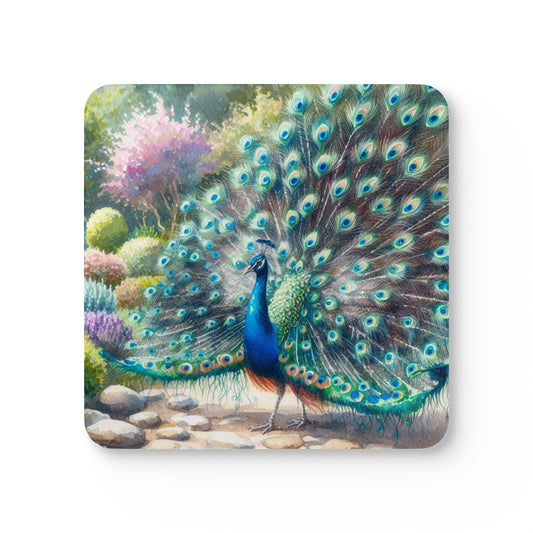 Coaster Set with Peacock Design for Home Decor, Cork Coasters, Drink Coasters, Table Coasters, Housewarming Gift, Kitchen Decor, Unique