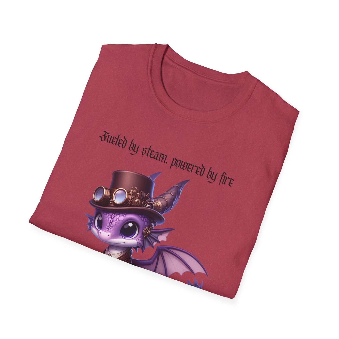 Purple Steampunk Dragon Unisex T-Shirt, Fueled by Steam, Powered by Fire Tee, Gear Design Shirt, Fantasy Shirt