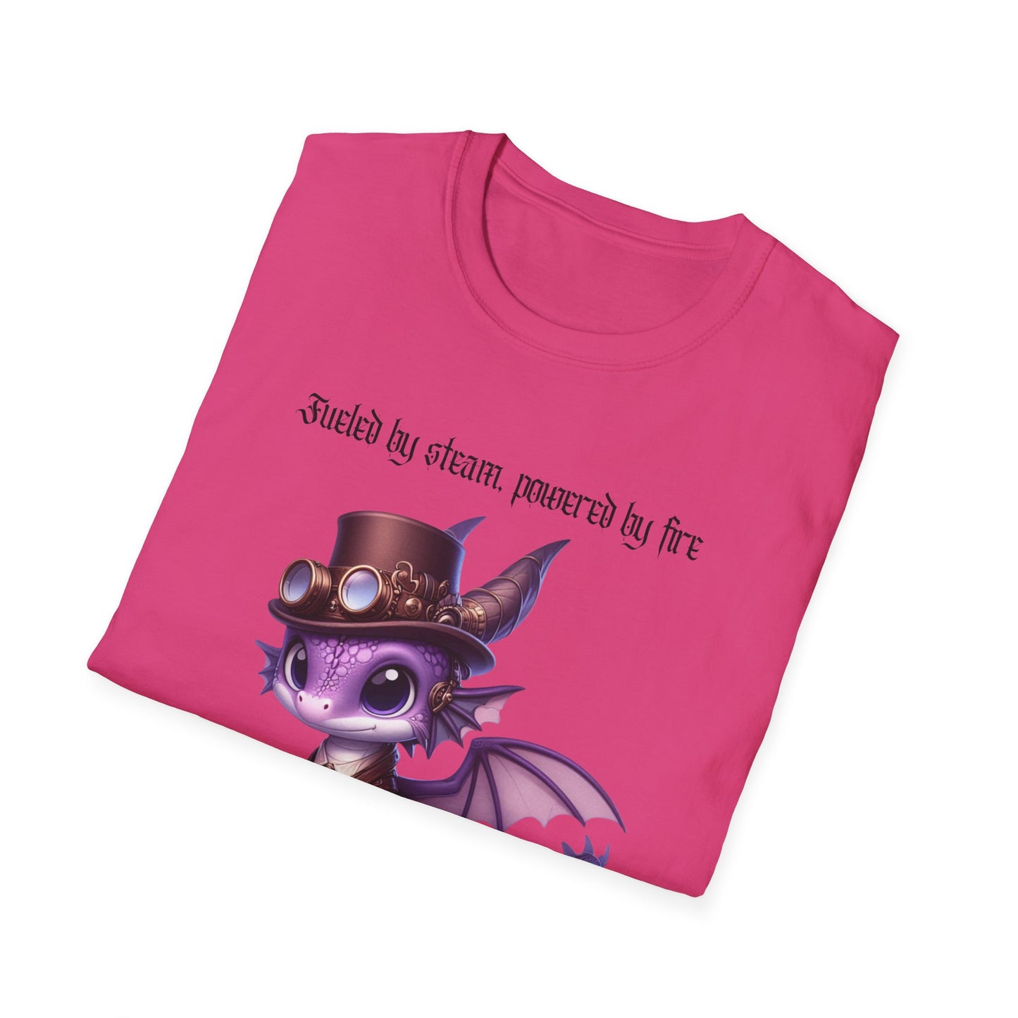 Purple Steampunk Dragon Unisex T-Shirt, Fueled by Steam, Powered by Fire Tee, Gear Design Shirt, Fantasy Shirt