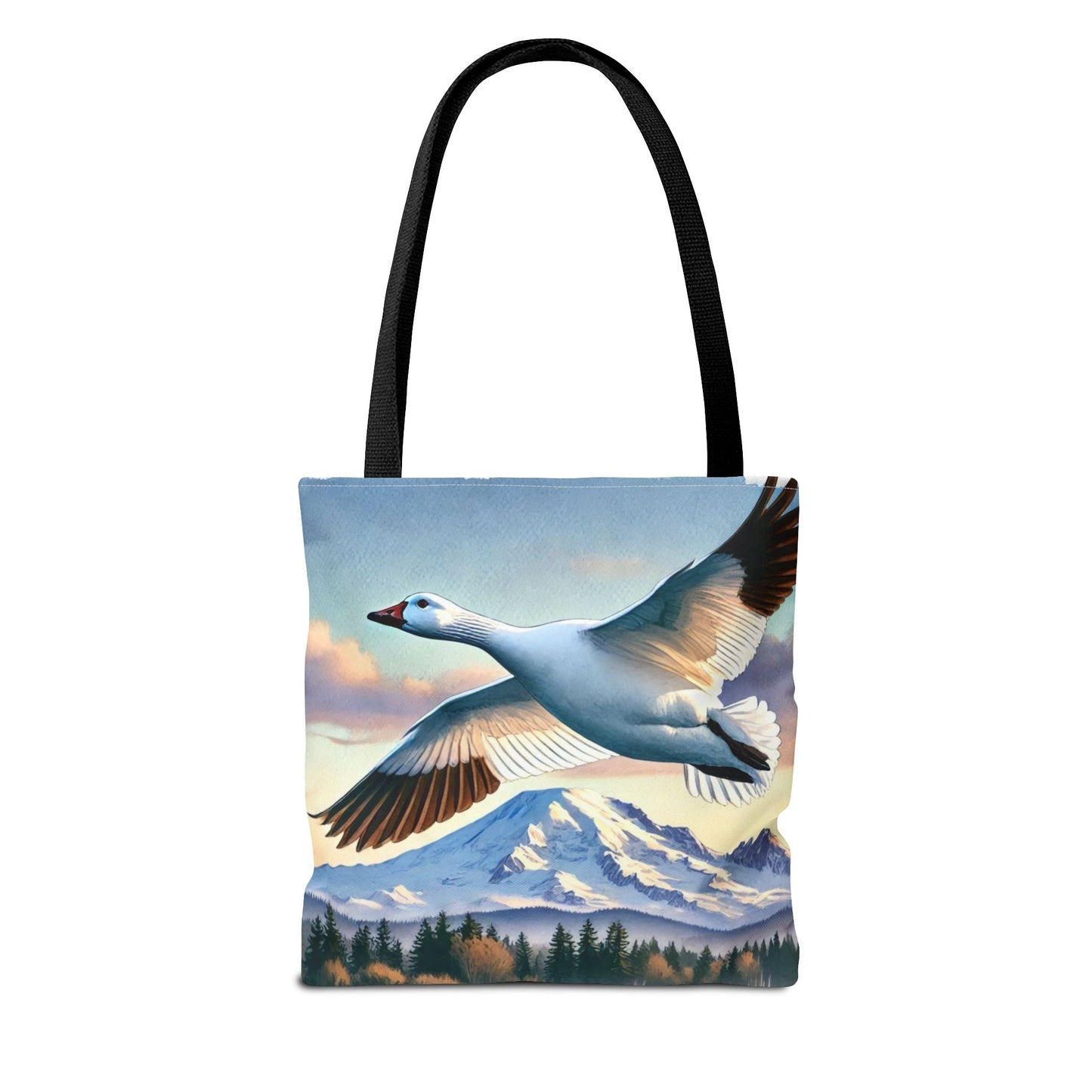 Snow Goose Tote Bag, Mountain Wildlife Nature Shoulder Bag, Bird Lover Gift, Travel Shopping Purse, Eco-Friendly Canvas Tote, Animal Art