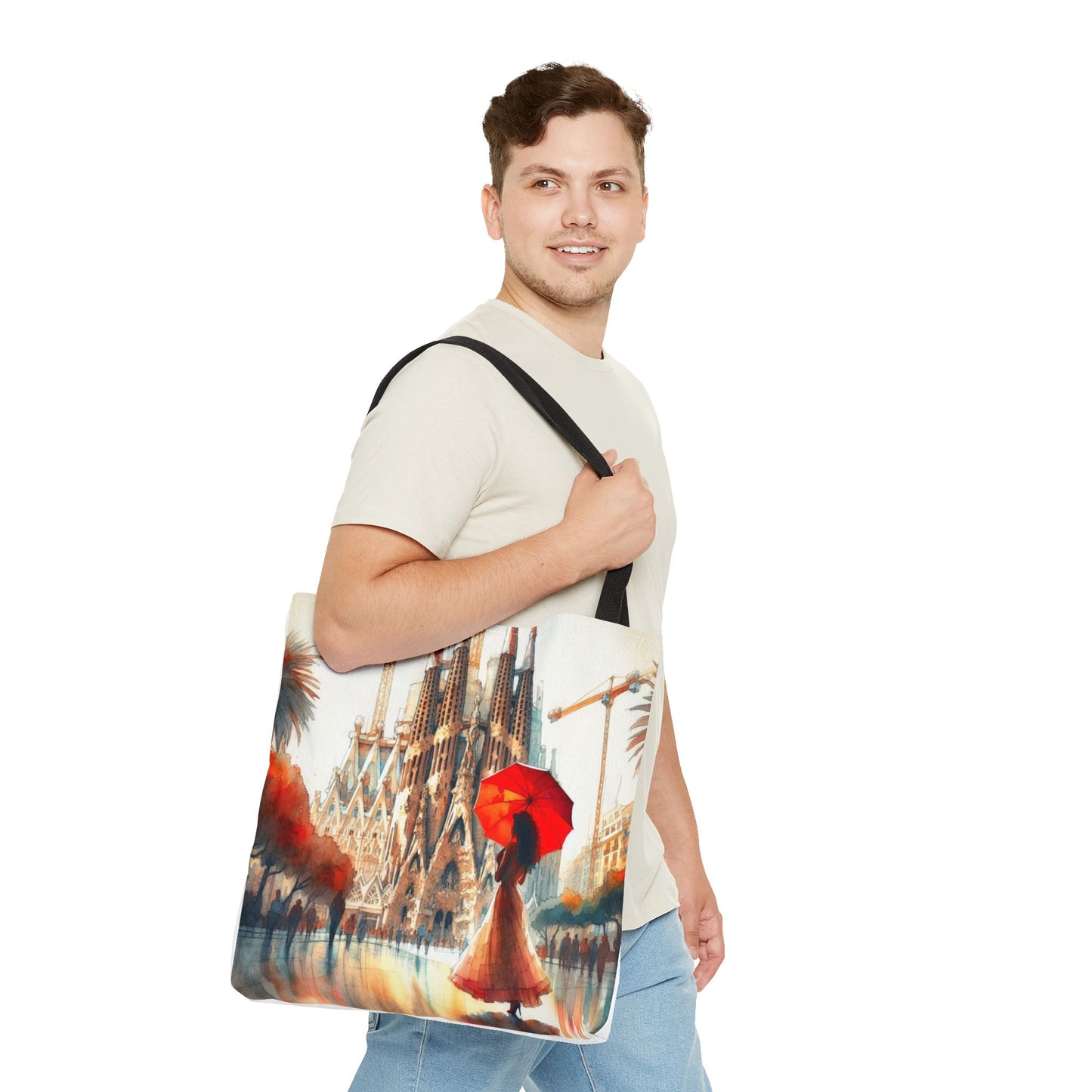 Sagrada Familia Barcelona Tote Bag - Red Umbrella Series