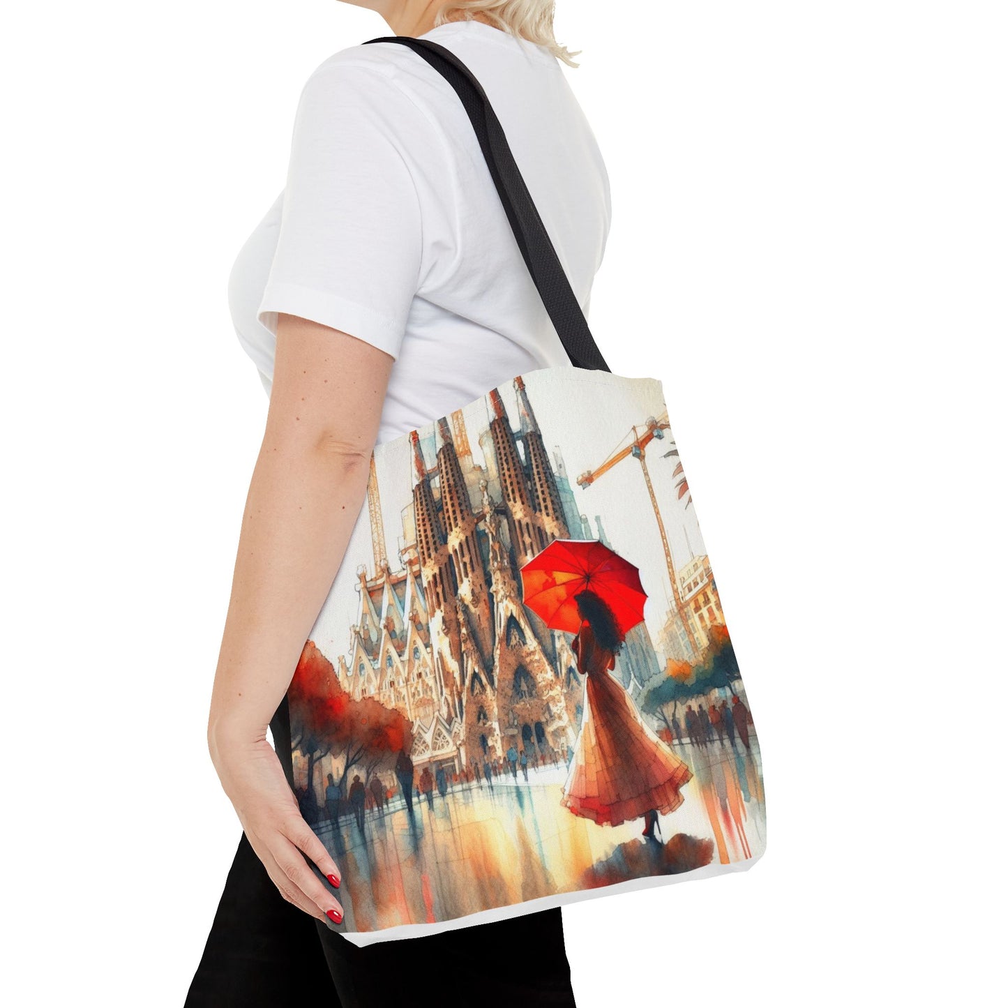 Sagrada Familia Barcelona Tote Bag - Red Umbrella Series